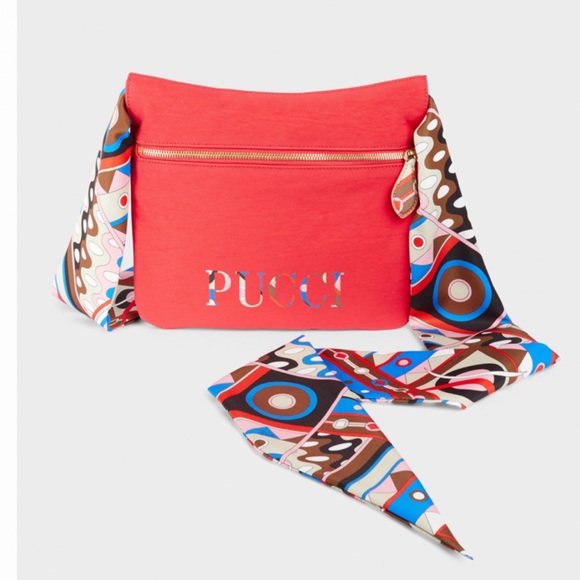 HOST PIC EMILIO PUCCI VIVARA PRINT LOGO CROSSBODY HANDBAG W/60” REMOVABLE SCARF - Picture 1 of 11